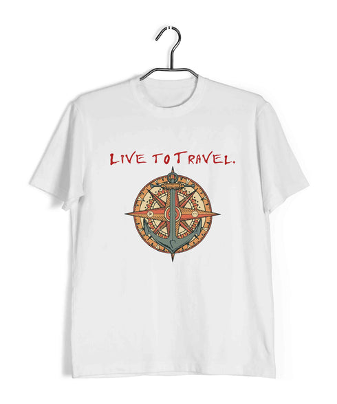 Wanderlust Pop Culture LIVE TO TRAVEL, TRAVEL TO LIVE Travel Casual Graphic Printed T-Shirt for Men
